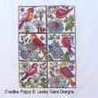 Lesley Teare Designs - Blackwork Flowers with birds (cross stitch chart)
