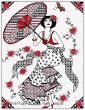 Lesley Teare Designs - Blackwork Lady with Parasol (cross stitch chart)