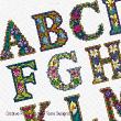Lesley Teare Designs - Alphabet Illuminated initials, zoom 1 (Cross stitch chart)