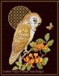 <b>Barn Owl with decorative Moon</b><br>cross stitch pattern<br>by <b>Lesley Teare Designs</b>