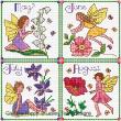 <b>Monthly Birthday Fairies - May to August</b><br>cross stitch pattern<br>by <b>Lesley Teare Designs</b>