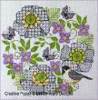 Lesley Teare Designs - Blackwork Scabious and Chickadee