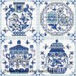 Lesley Teare Designs - Blue & White Pottery (Cross stitch chart)