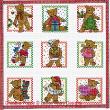 Lesley Teare Designs - Small Christmas Teddy Cards (x9) (Cross stitch chart)