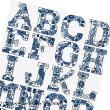 Lesley Teare Designs - Delft Blue alphabet, zoom 1 (Cross stitch chart)