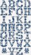 <b>Delft Blue alphabet</b><br>cross stitch pattern<br>by <b>Lesley Teare Designs</b>