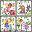 <b>Monthly Birthday Fairies - January to April</b><br>cross stitch pattern<br>by <b>Lesley Teare Designs</b>