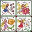 <b>Monthly Birthday Fairies - September to December</b><br>cross stitch pattern<br>by <b>Lesley Teare Designs</b>