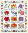 <b>Flower Calendar sampler</b><br>cross stitch pattern<br>by <b>Lesley Teare Designs</b>