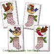 <b>Christmas Birdie Greetings</b><br>Blackwork & Cross stitch pattern<br>by <b>Lesley Teare Designs</b>