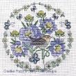 <b>Scabious flowers and Wren</b><br>cross stitch pattern<br>by <b>Lesley Teare Designs</b>