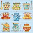 <b>Teatime Sampler</b><br>cross stitch pattern<br>by <b>Lesley Teare Designs</b>