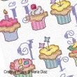 Cupcake alphabet, designed by Maria Diaz - Cross stitch pattern chart (zoom1)