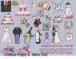 <b>Bride and Groom's mothers' hats - Wedding mini motifs</b><br>cross stitch pattern<br>by <b>Maria Diaz</b>