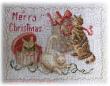 <b>Merry Christmas with Kitten- Vintage Postcard / Greeting Card</b><br>cross stitch pattern<br>by <b>Monique Bonnin</b>