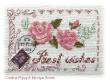 <b>Old Garden Roses (Best Wishes)- Vintage Postcard / Greeting Card</b><br>cross stitch pattern<br>by <b>Monique Bonnin</b>