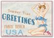 <b>Pin-up Girl on the Beach- Vintage Postcard / Greeting Card</b><br>cross stitch pattern<br>by <b>Monique Bonnin</b>