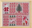 Christmas sampler with red Borders - cross stitch pattern - by Perrette Samouiloff