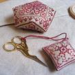 Red monochrome Biscornu & scissor fob - cross stitch pattern - by Marie-Anne Réthoret-Mélin