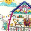 Tiny Modernist - Easter Bunny House zoom 1 (cross stitch chart)