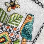 12 Birds & Blackwork Flowers cross stitch pattern by Lesley Teare