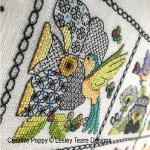12 Birds & Blackwork Flowers cross stitch pattern by Lesley Teare