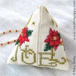 Poinsettia Humbug (Xmas ornament) - cross stitch pattern - by Faby Reilly Designs (zoom 1)
