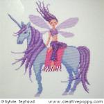 Lea, the Fairy with the blue Unicorn - cross stitch pattern - by Sylvie Teytaud (zoom 2)