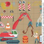 Construction work ahead! (large) - cross stitch pattern - by Perrette Samouiloff (zoom 1)