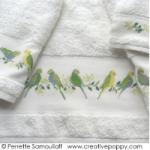 The parakeets - design for Bathroom towel - cross stitch pattern - by Perrette Samouiloff (zoom 4)