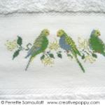 The parakeets - design for Bathroom towel - cross stitch pattern - by Perrette Samouiloff (zoom 1)