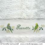 The parakeets - design for hand towel - cross stitch pattern - by Perrette Samouiloff (zoom 5)