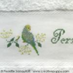 The parakeets - design for hand towel - cross stitch pattern - by Perrette Samouiloff (zoom 1)