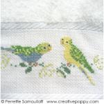 The parakeets - design for Guest towel - cross stitch pattern - by Perrette Samouiloff (zoom 3)