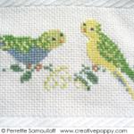 The parakeets - design for Guest towel - cross stitch pattern - by Perrette Samouiloff (zoom 1)