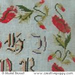 Antique sampler with poppies - Reproduction sampler - charted by Muriel Berceville (zoom 1)