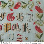 Antique sampler with poppies - Reproduction sampler - charted by Muriel Berceville (zoom 3)