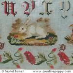 Antique sampler with poppies - Reproduction sampler - charted by Muriel Berceville (zoom 5)