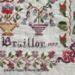 Antique sampler: Maria Braillon 1877 - Reproduction sampler - charted by Muriel Berceville (zoom 2)