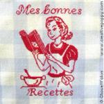 Recipe book cover: mes bonnes recettes - cross stitch pattern - by Chouett\'alors (zoom 1)