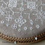 Round pinkeep with white lace cross stitch (zoom1)