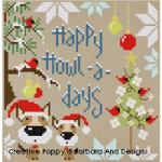 Happy Howl-a-days Scissor Fob - cross stitch pattern - by Barbara Ana Designs (zoom 2)