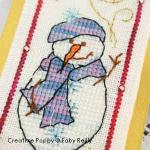 cross stitch patterns with  a lantern, a red robin, a snowman and stars. (zoom3)