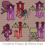 Gothic Rock alphabet - cross stitch pattern - by Maria Diaz (zoom 1)