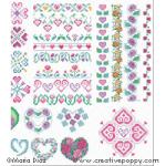 Hearts & Flowers motifs - cross stitch pattern - by Maria Diaz (zoom 3)