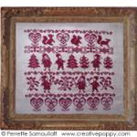 Red Christmas Sampler - cross stitch pattern - by Perrette Samouiloff (zoom 3)