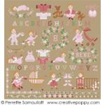 Teddies & Toddlers collection  - For baby girls - cross stitch pattern - by Perrette Samouiloff (zoom 4)