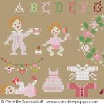 Teddies & Toddlers collection  - For baby girls - cross stitch pattern - by Perrette Samouiloff (zoom 3)