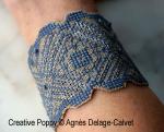 Agnès Delage-Calvet -  Lace-pattern Cuff bracelet jewelry project with tutorial and cross stitch pattern chart (zoom3)
