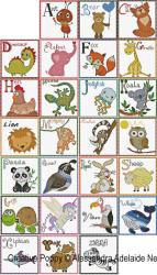 Alessandra Adelaide Needleworks - O is for Owl - Animal Alphabet zoom 2 (cross stitch chart)